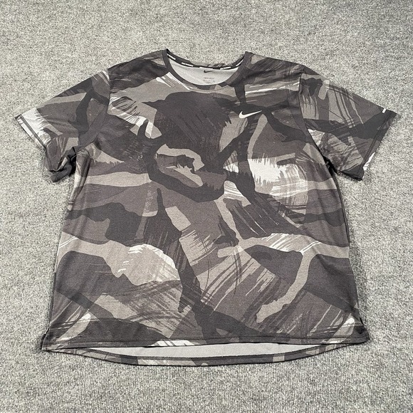 Nike Other - Nike Dri Fit Miler Short Sleeve Cascade Brushstroke Camo Running Top Mens XL